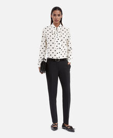 The Kooples FEMME WHITE / BLACK chemise à pois en soie blanche