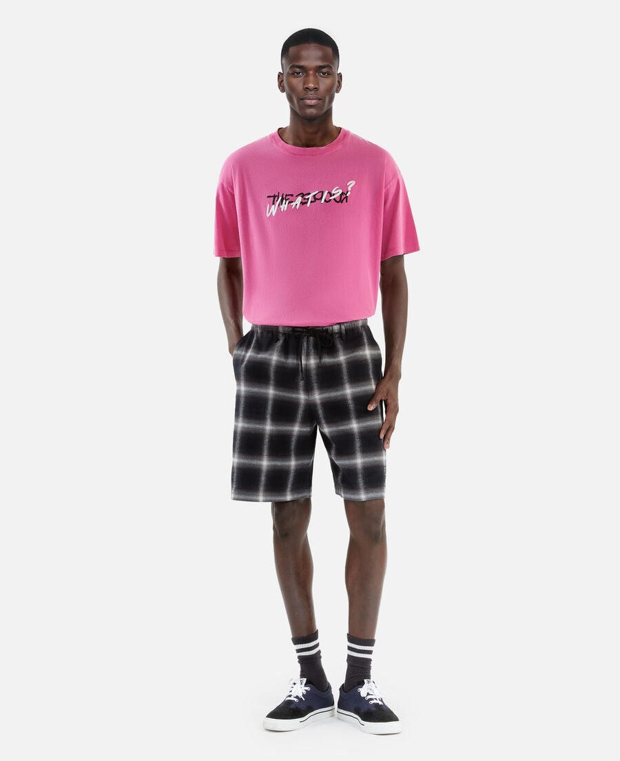 The Kooples MEN BLACK GREY WHITE black checked bermuda shorts