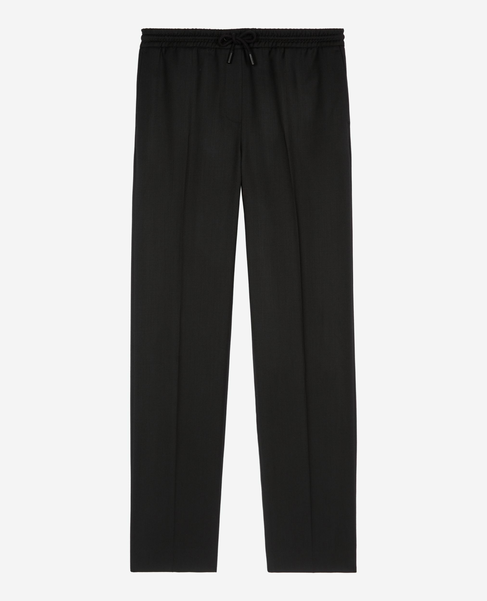 Pantalon droit en laine noir, BLACK, hi-res image number null