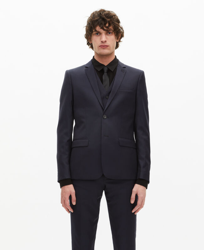 The Kooples HOMME DARK NAVY veste de costume en laine droite bleue