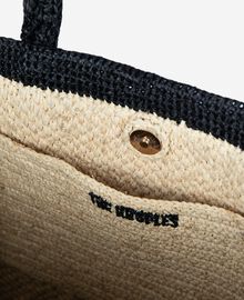 The Kooples FEMME ECRU BLACK sac cabas en raphia écru