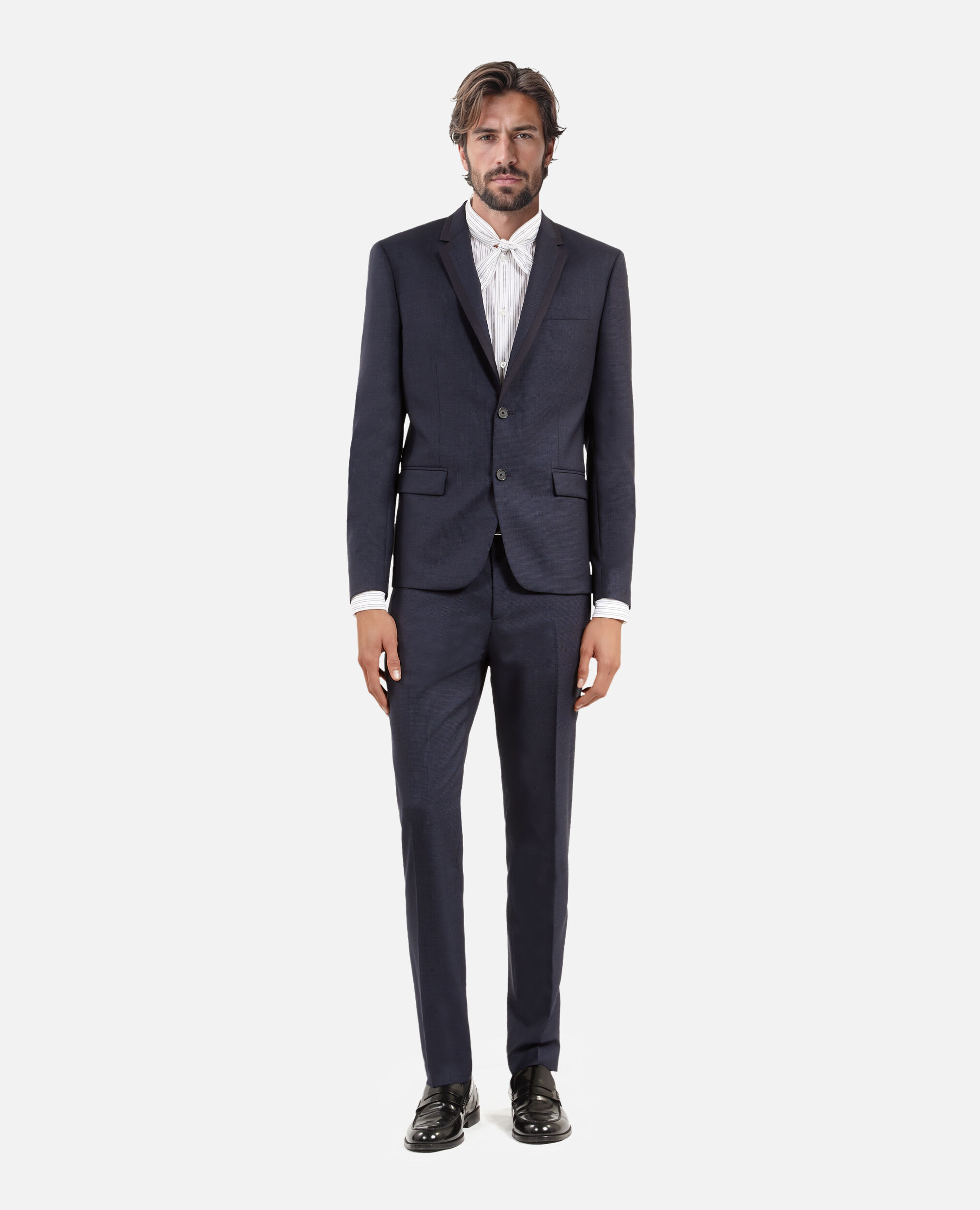 Veste de costume en laine pied de poule bleue, NAVY, hi-res image number null