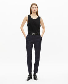 The Kooples FEMME NAVY pantalon tailleur en laine coupe ajustée bleu marine