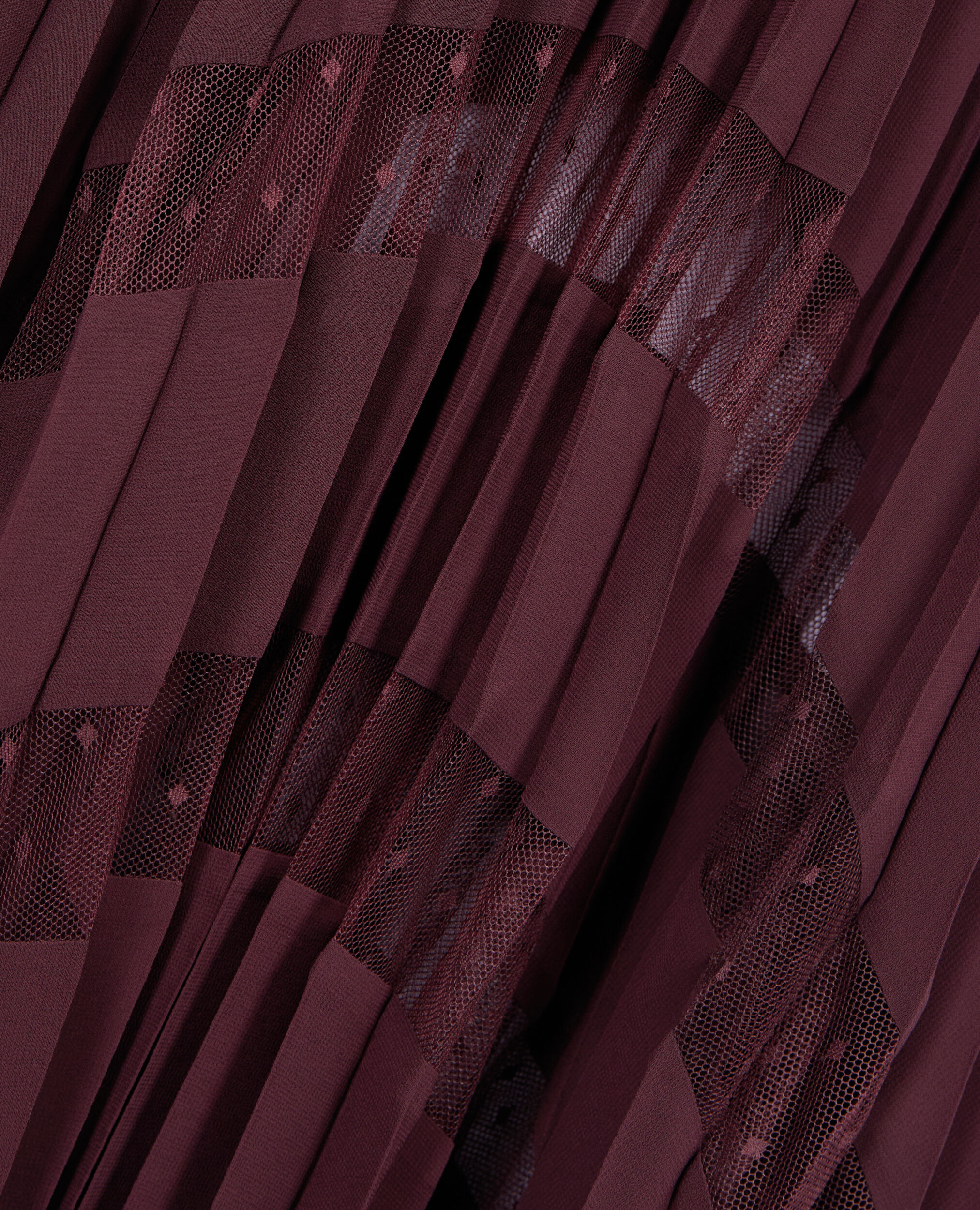 Robe longue plissée bordeaux, BURGUNDY, hi-res image number null