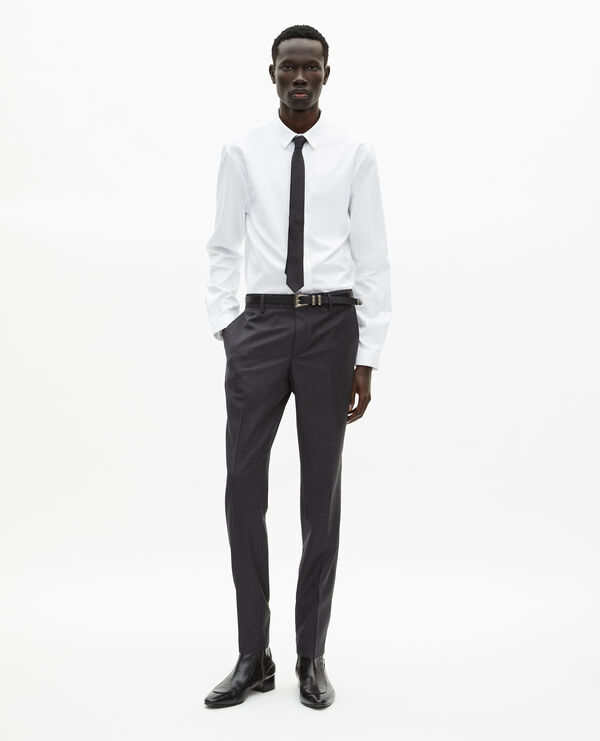 The Kooples HOMME GREY pantalon de costume en laine ajusté gris