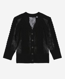 The Kooples FEMME BLACK cardigan en laine et dentelle noir