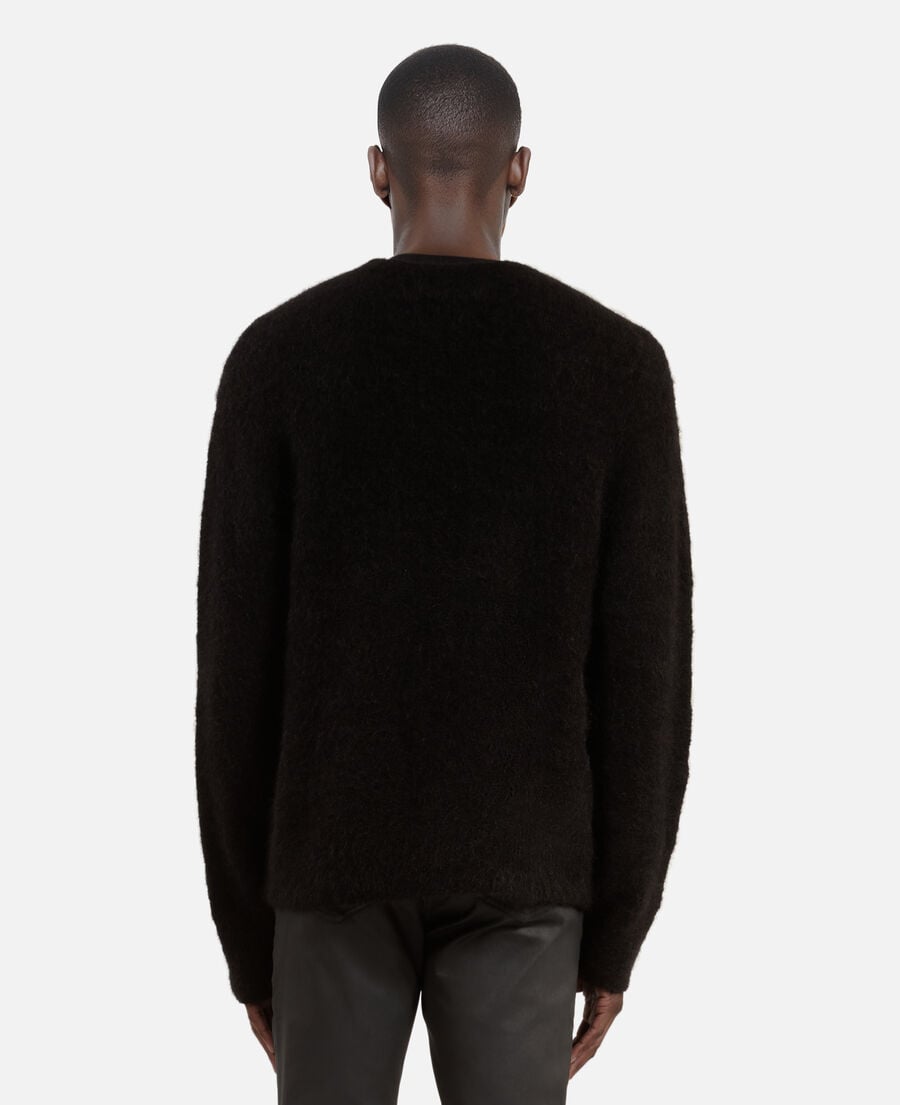 The Kooples MEN BLACK STONE black wool and mohair sweater