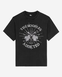 The Kooples FEMME BLACK WASHED t-shirt avec sérigraphie en strass noir délavé