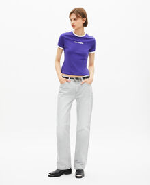 The Kooples FEMME ELECTRIC BLUE t-shirt avec sérigraphie violet