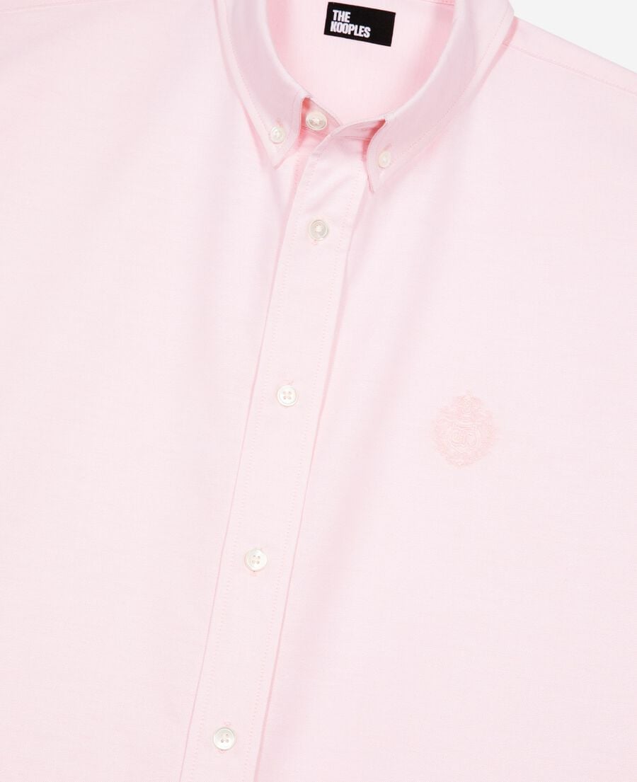 The Kooples MEN PALE PINK short-sleeved shirt with pink crest