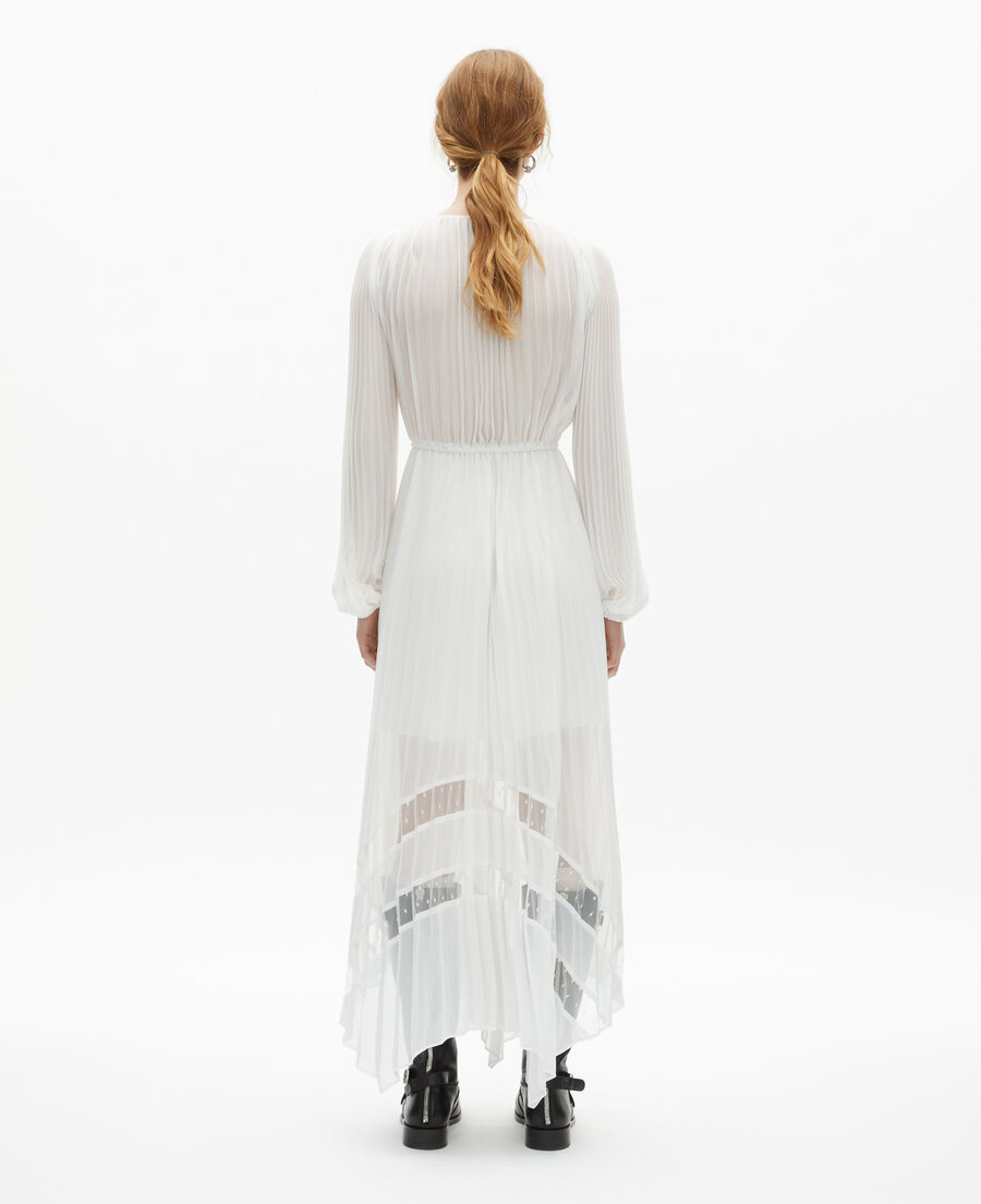 The Kooples WOMEN ECRU ecru plumetis long pleated dress
