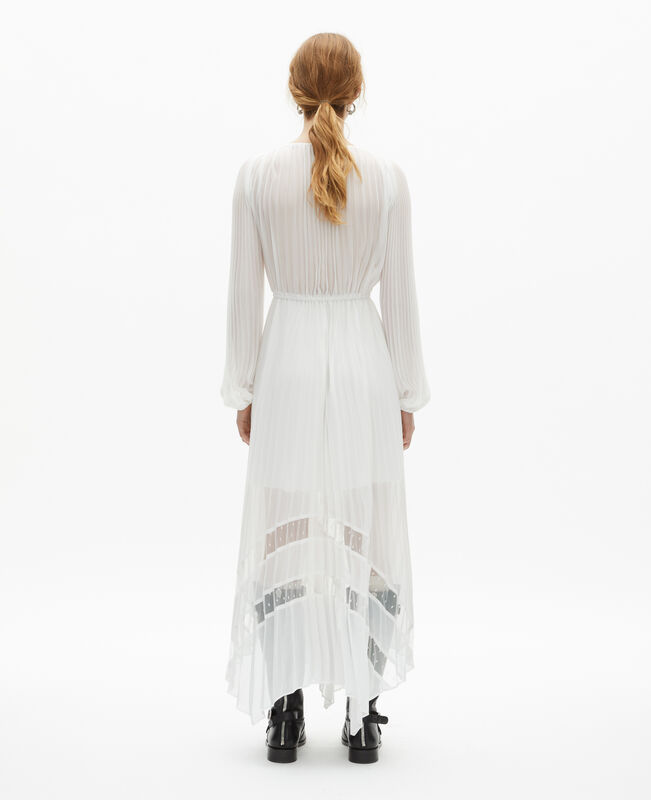 The Kooples FEMME ECRU robe longue plissée avec plumetis écrue