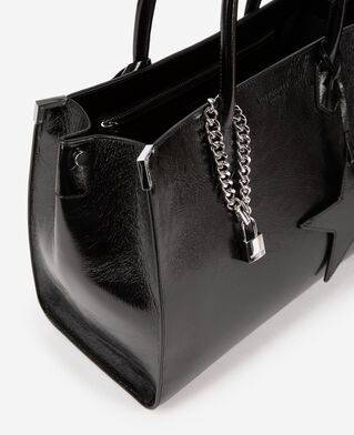 The Kooples FEMME BLACK sac cabas ming en cuir noir