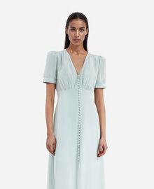 The Kooples FEMME BLUE/GREEN robe longue avec boutonnage en soie bleue