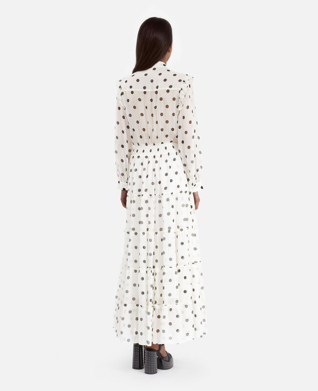 The Kooples FEMME WHITE / BLACK robe longue blanche à pois écrue