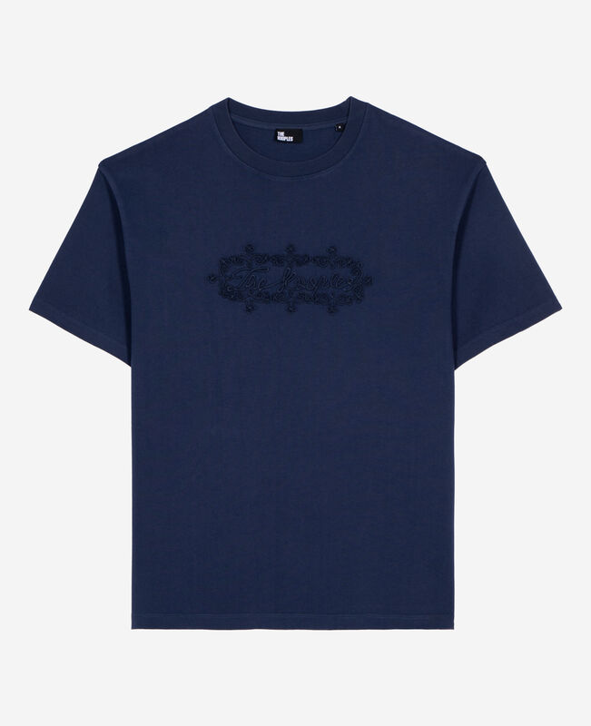 The Kooples HOMME DARK NAVY t-shirt avec broderie logo bleu marine