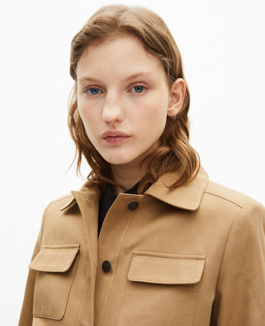 The Kooples FEMME BEIGE veste courte en coton et lin beige