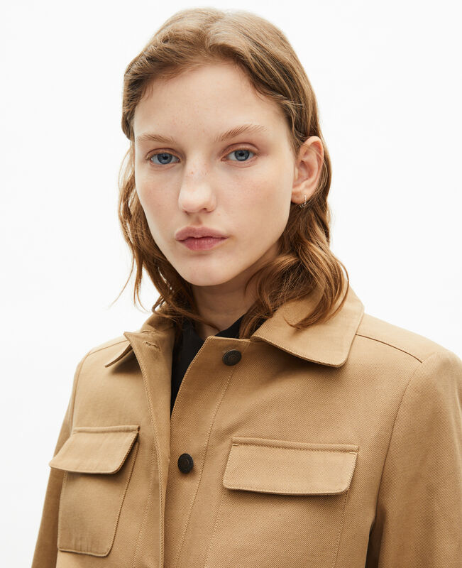 The Kooples FEMME BEIGE veste courte en coton et lin beige