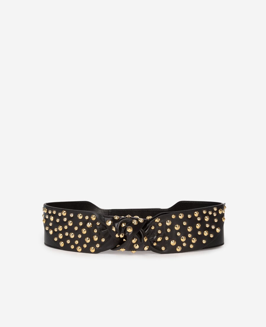 The Kooples FEMME BLACK ceinture large cloutée en cuir noir