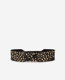 The Kooples FEMME BLACK ceinture large cloutée en cuir noir
