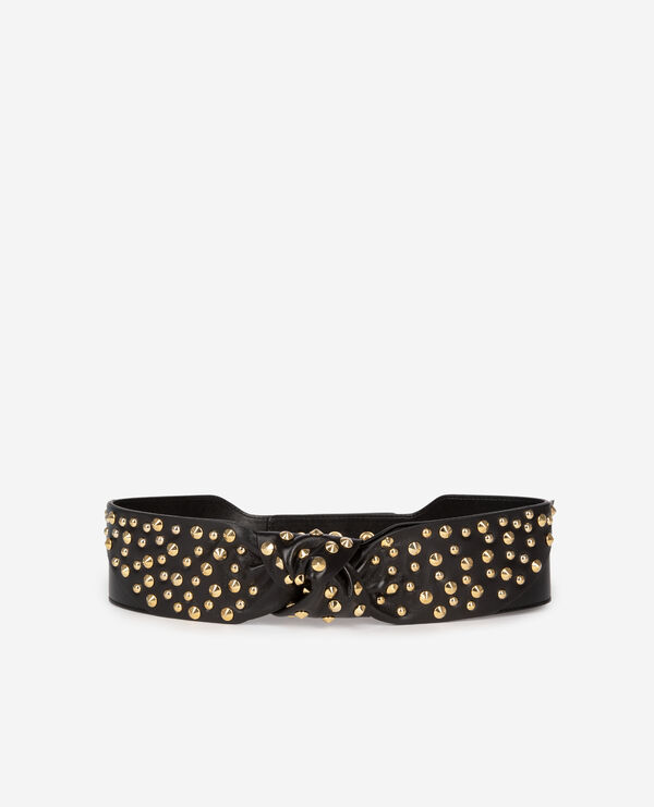 The Kooples FEMME BLACK ceinture large cloutée en cuir noir