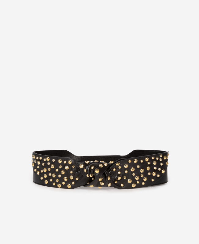 The Kooples FEMME BLACK ceinture large cloutée en cuir noir