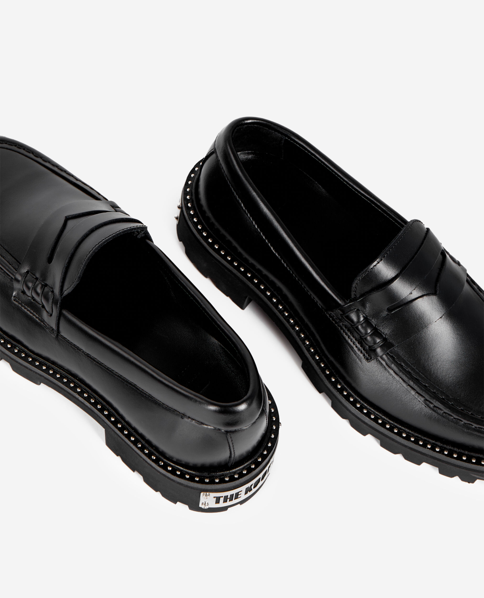 Mocassins en cuir noirs, BLACK, hi-res image number null