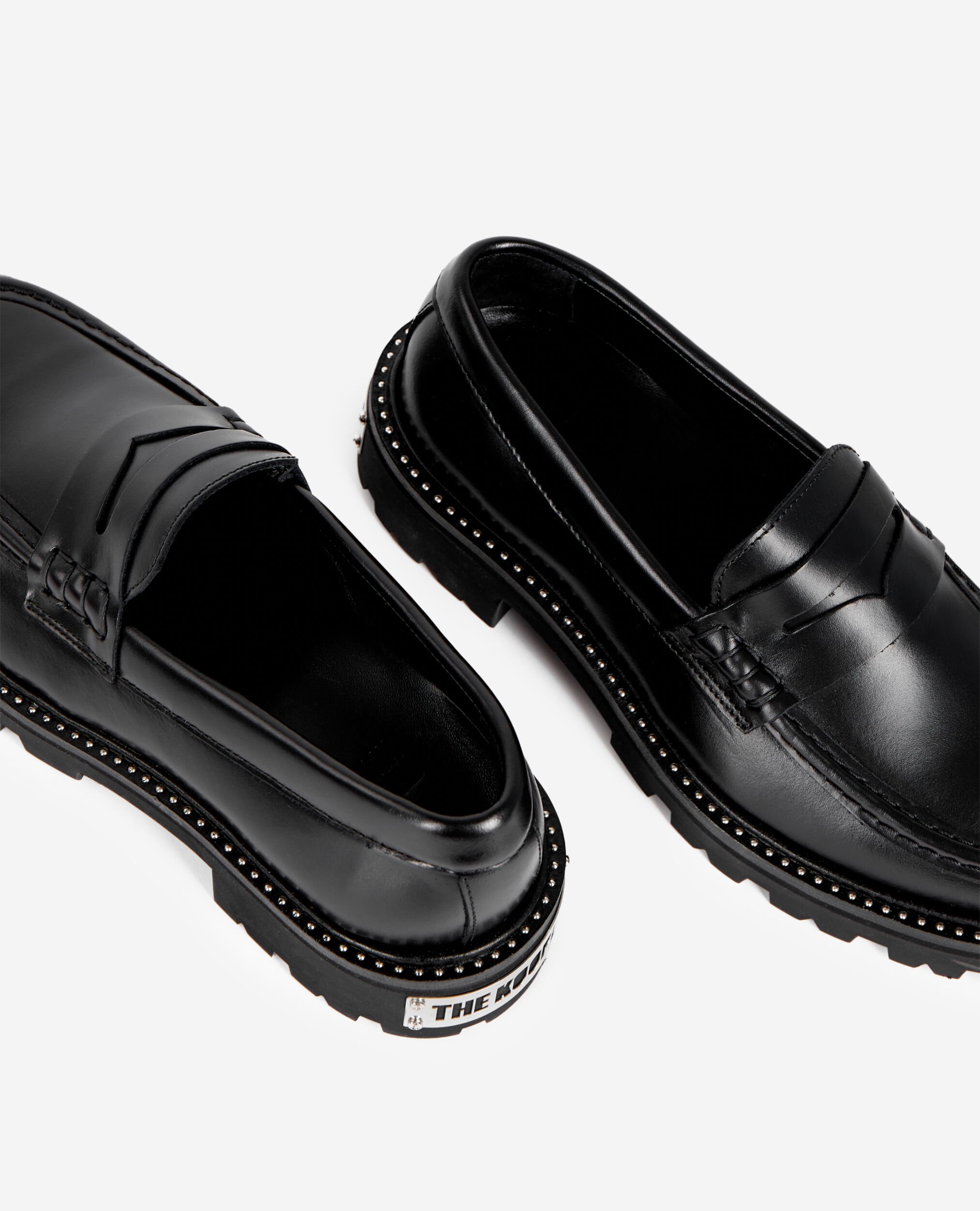 Mocassins en cuir noirs, BLACK, hi-res image number null