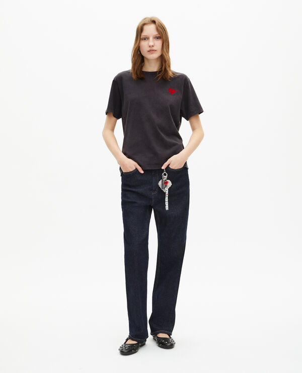 The Kooples FEMME BLACK WASHED t-shirt avec flocage cœur noir