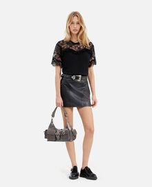 The Kooples FEMME BLACK t-shirt avec dentelle noir