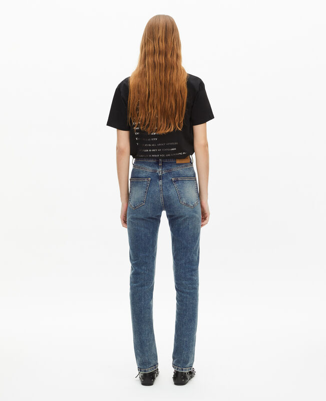 The Kooples FEMME USED RAPIECE jean slim bleu délavé