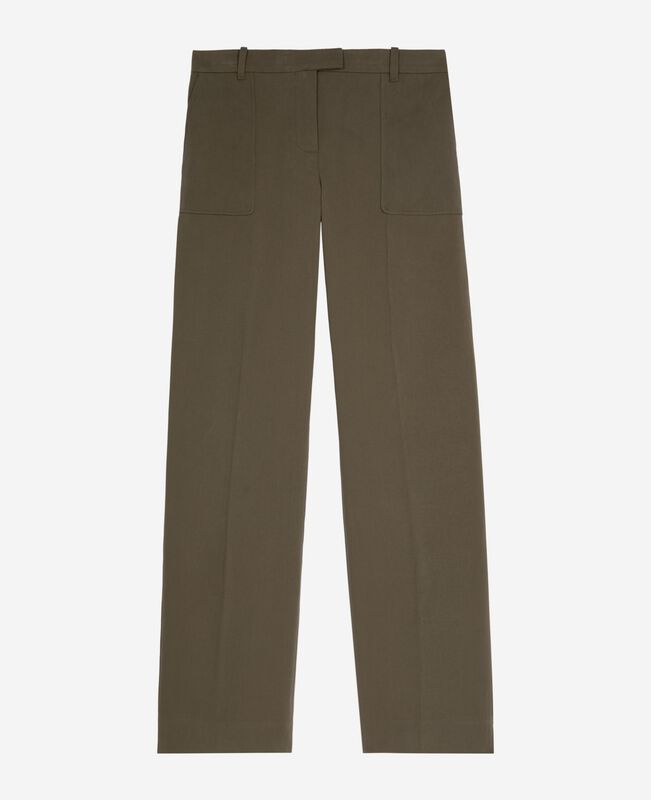 The Kooples FEMME KAKI pantalon large en coton kaki