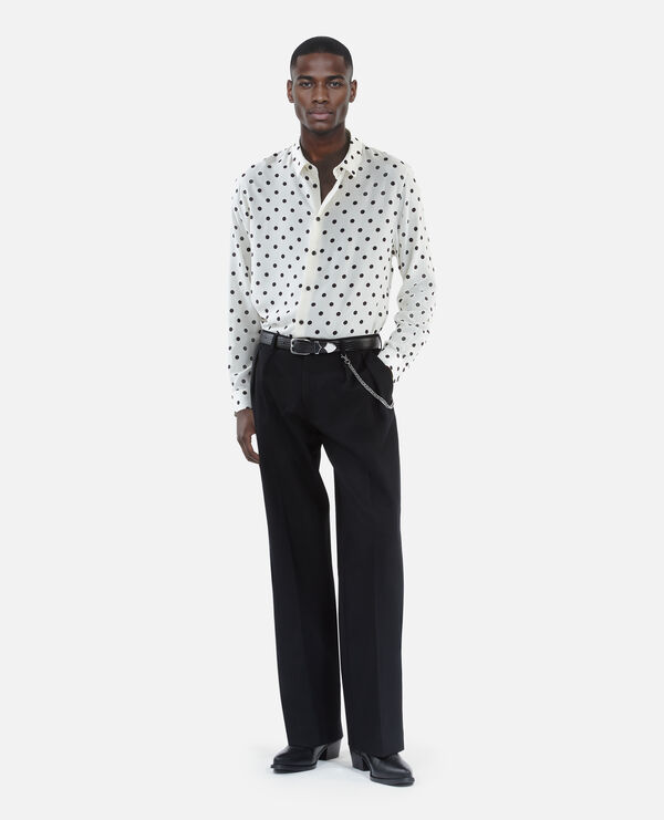 The Kooples HOMME WHITE / BLACK chemise imprimée à pois blanche