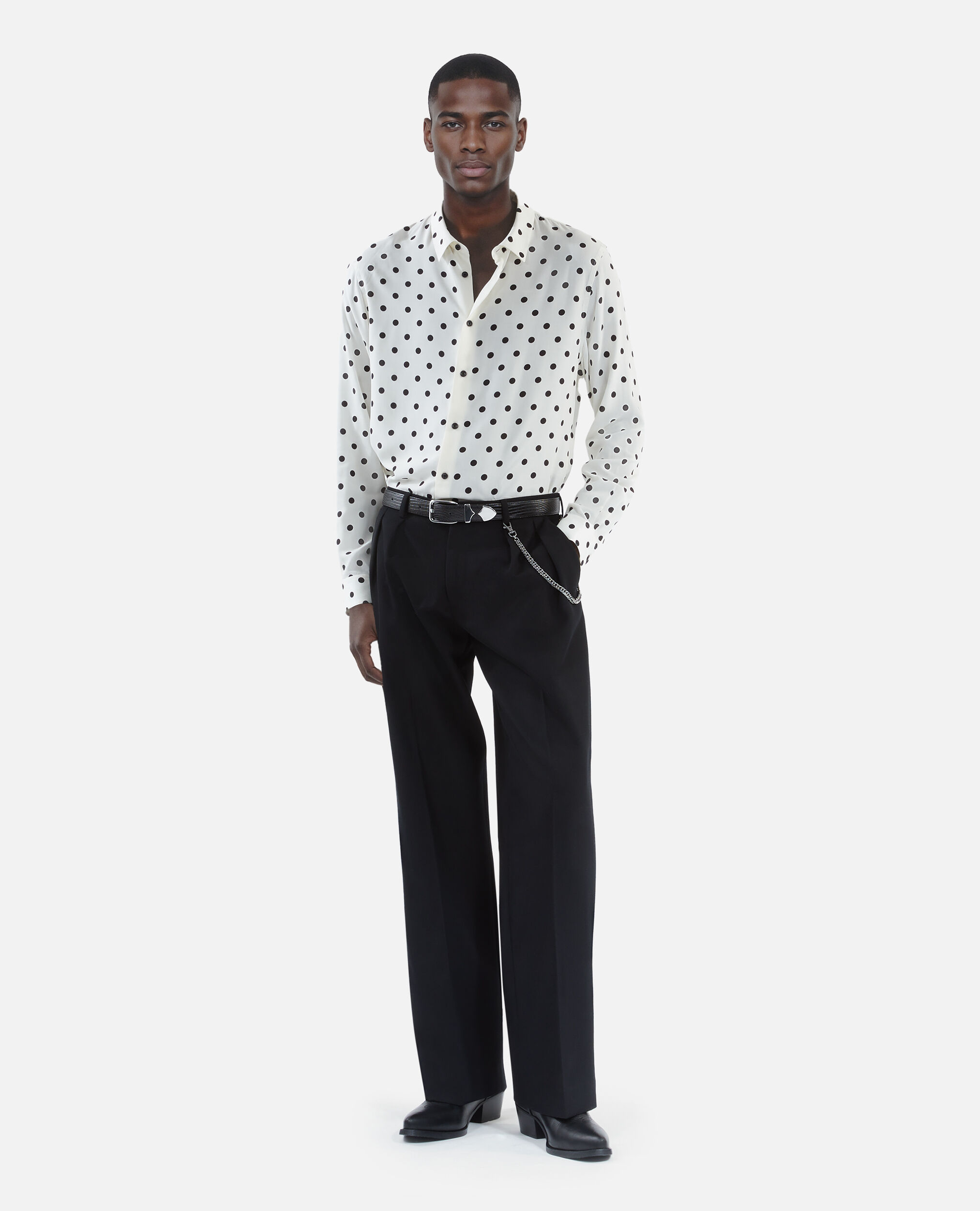 Chemise imprimée à pois blanche, WHITE / BLACK, hi-res image number null