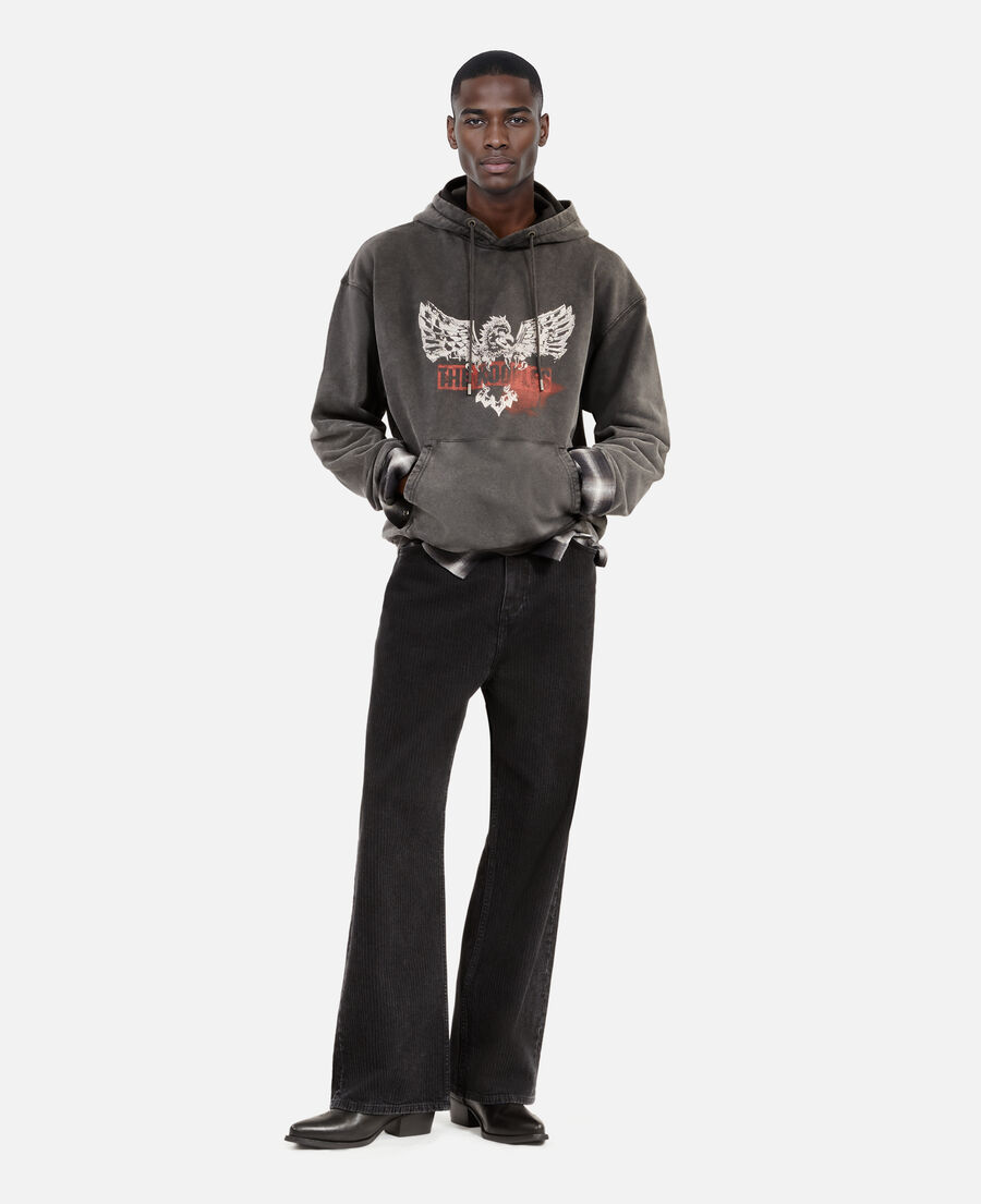 The Kooples HOMME BLACK sweatshirt à capuche et sérigraphie noir 