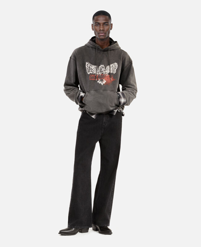 The Kooples HOMME BLACK sweatshirt à capuche et sérigraphie noir 