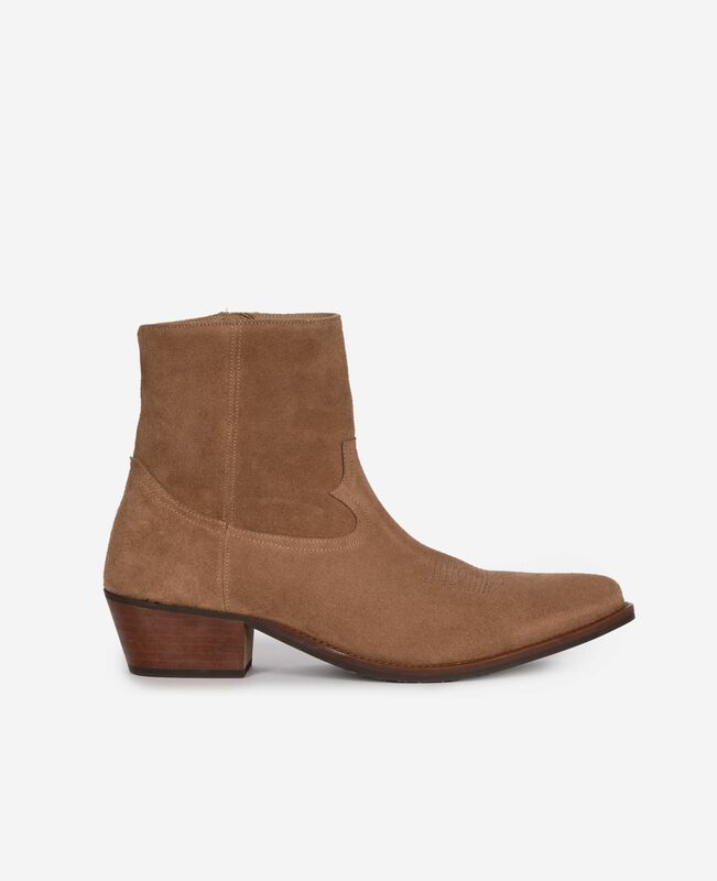 The Kooples HOMME BROWN bottines western en cuir marron