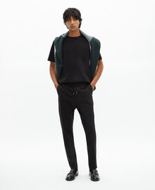 The Kooples HOMME BLACK pantalon élastiqué droit en laine noir
