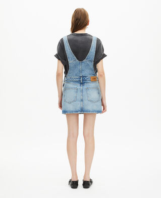 The Kooples FEMME BLUE BLEACHED / NAVY robe courte salopette denim