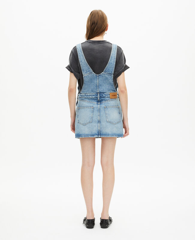 The Kooples FEMME BLUE BLEACHED / NAVY robe courte salopette denim