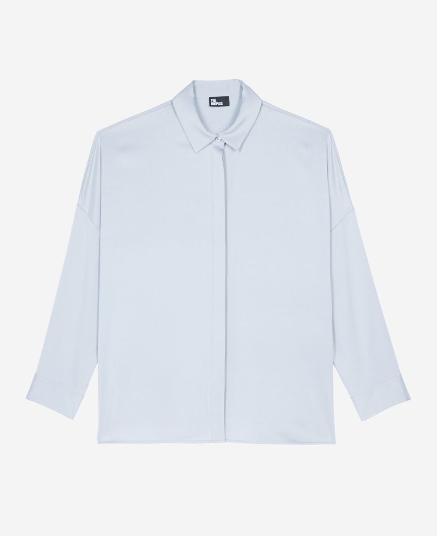 The Kooples DAMEN BLUE GREY weites hemd aus seide in blau