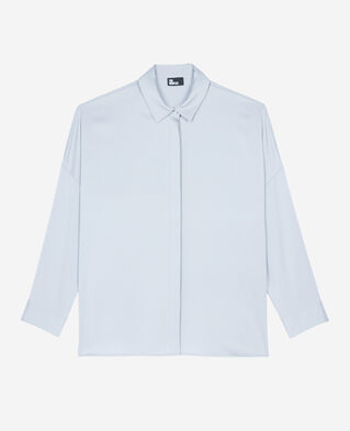 The Kooples DAMEN BLUE GREY weites hemd aus seide in blau