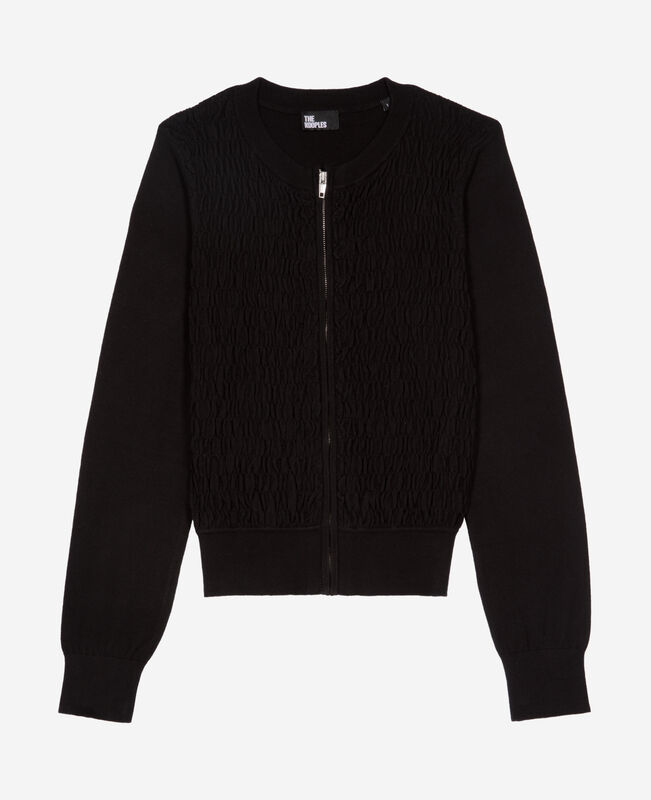 The Kooples FEMME BLACK cardigan en coton zippé noir