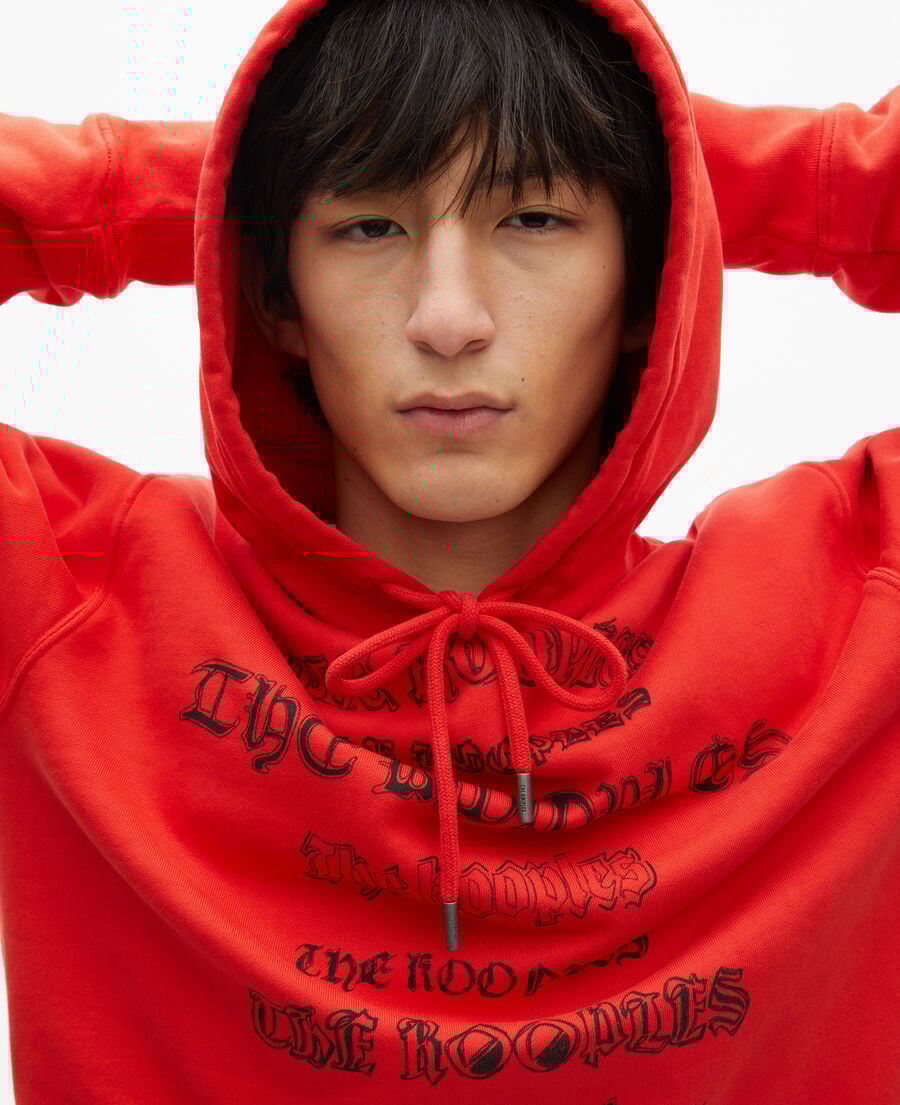 The Kooples MEN RED hooded sweatshirt with red screen print