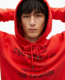 The Kooples HOMME RED sweatshirt à capuche avec sérigraphie rouge