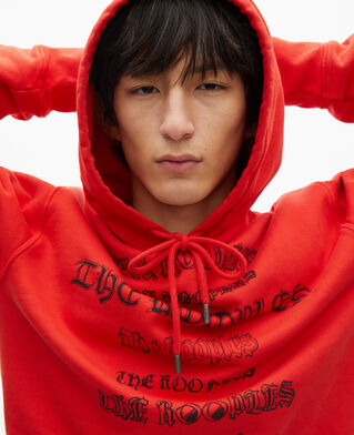 The Kooples MEN RED hooded sweatshirt with red screen print