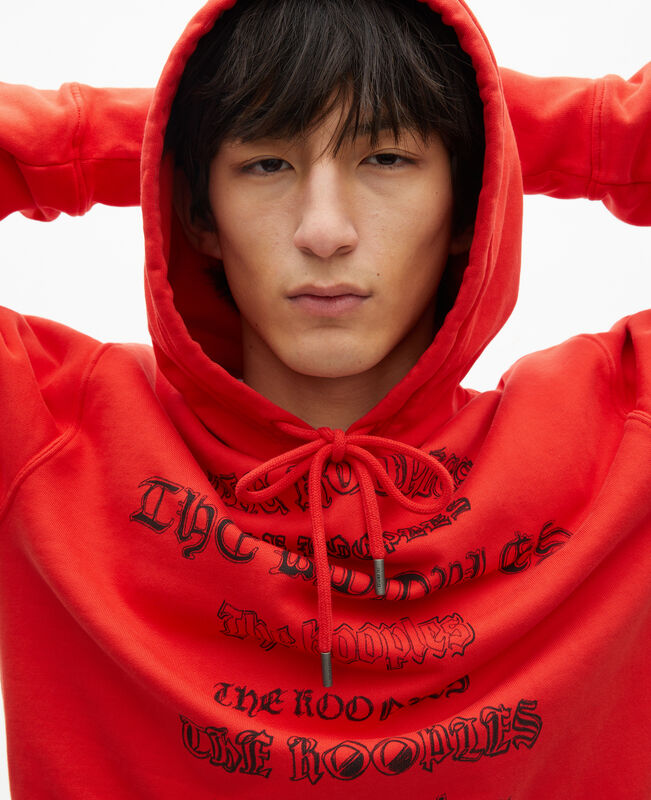 The Kooples HOMME RED sweatshirt à capuche avec sérigraphie rouge