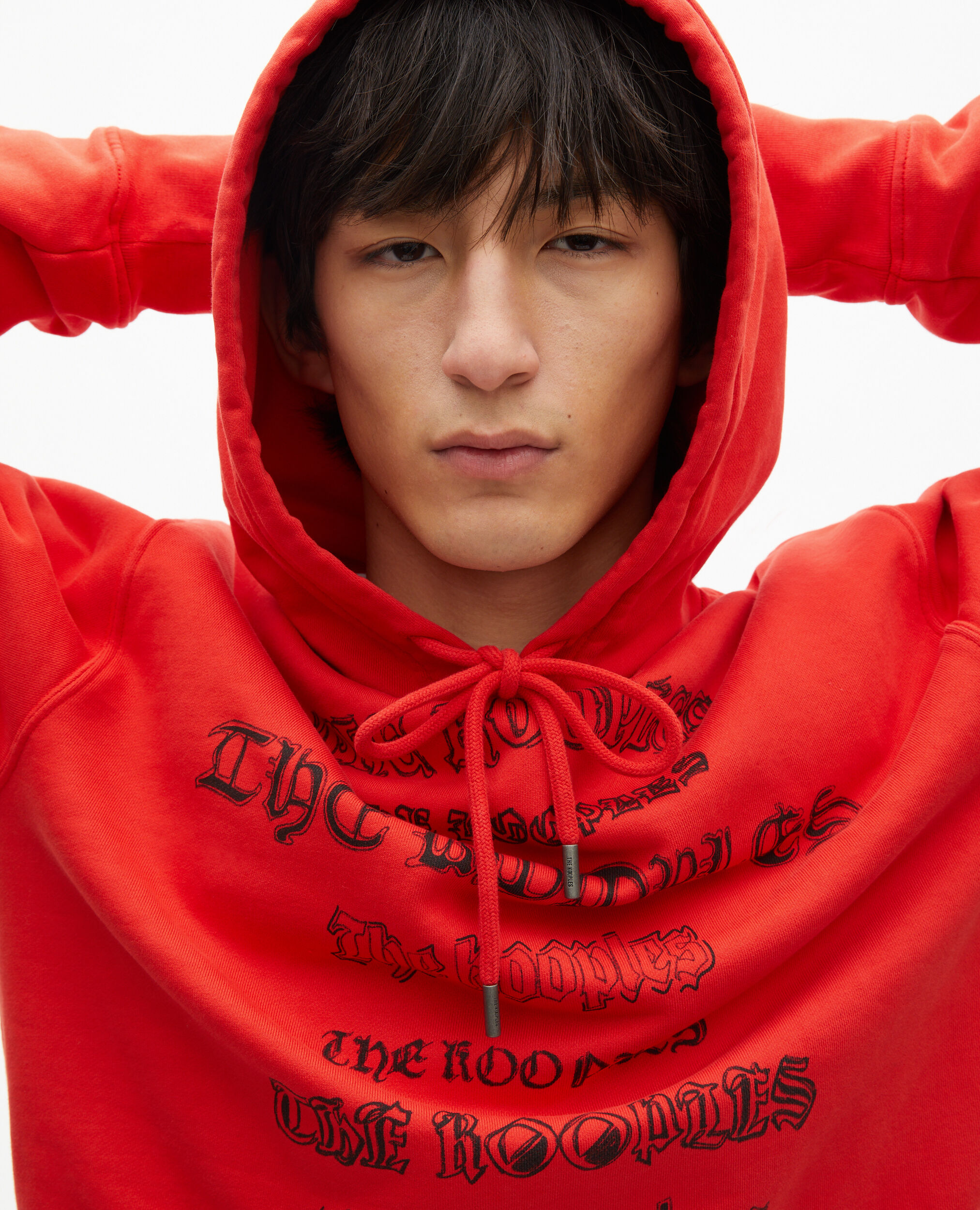 Sweatshirt à capuche avec sérigraphie rouge, RED, hi-res image number null