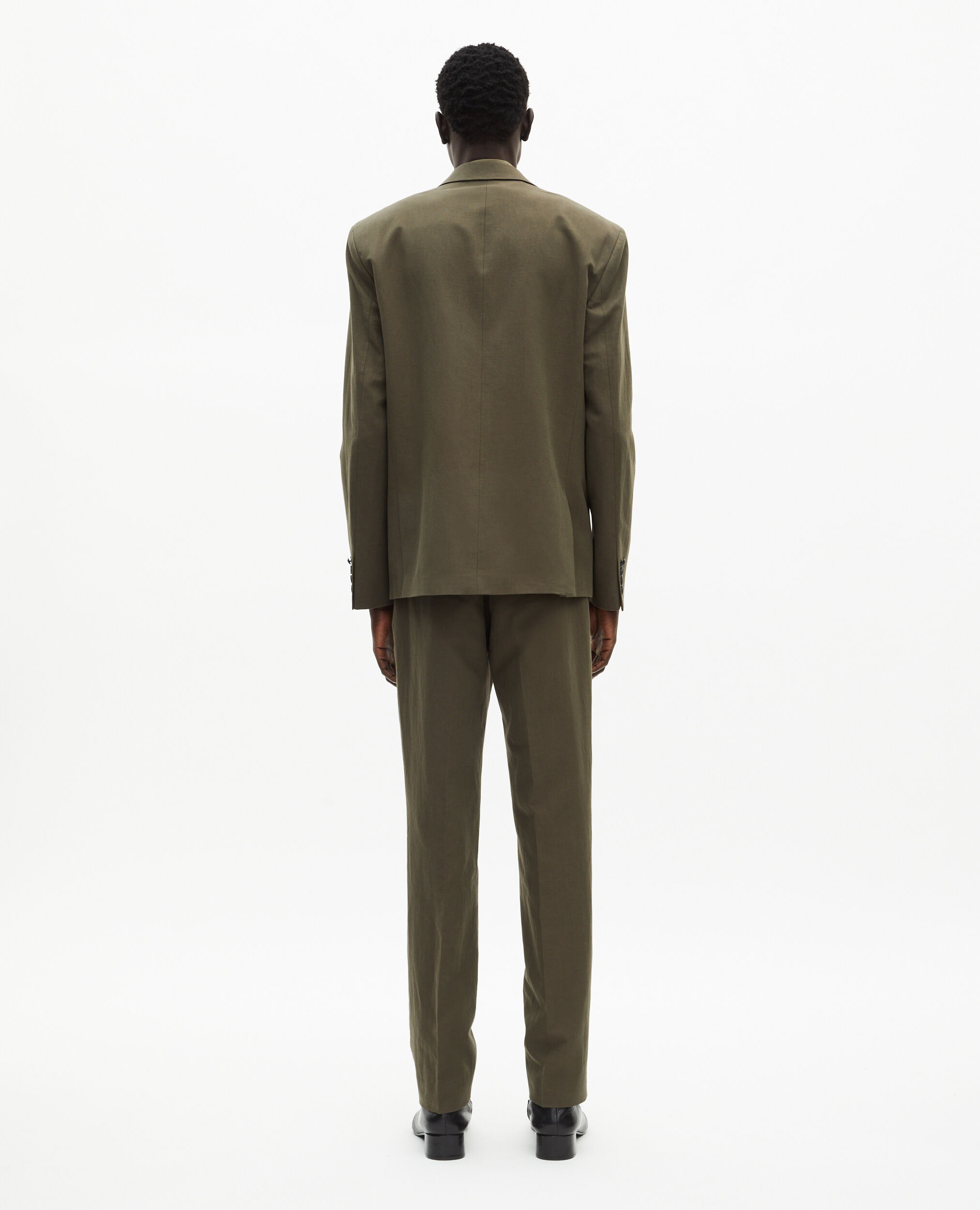 Veste de costume en coton - lin kaki, KAKI, hi-res image number null