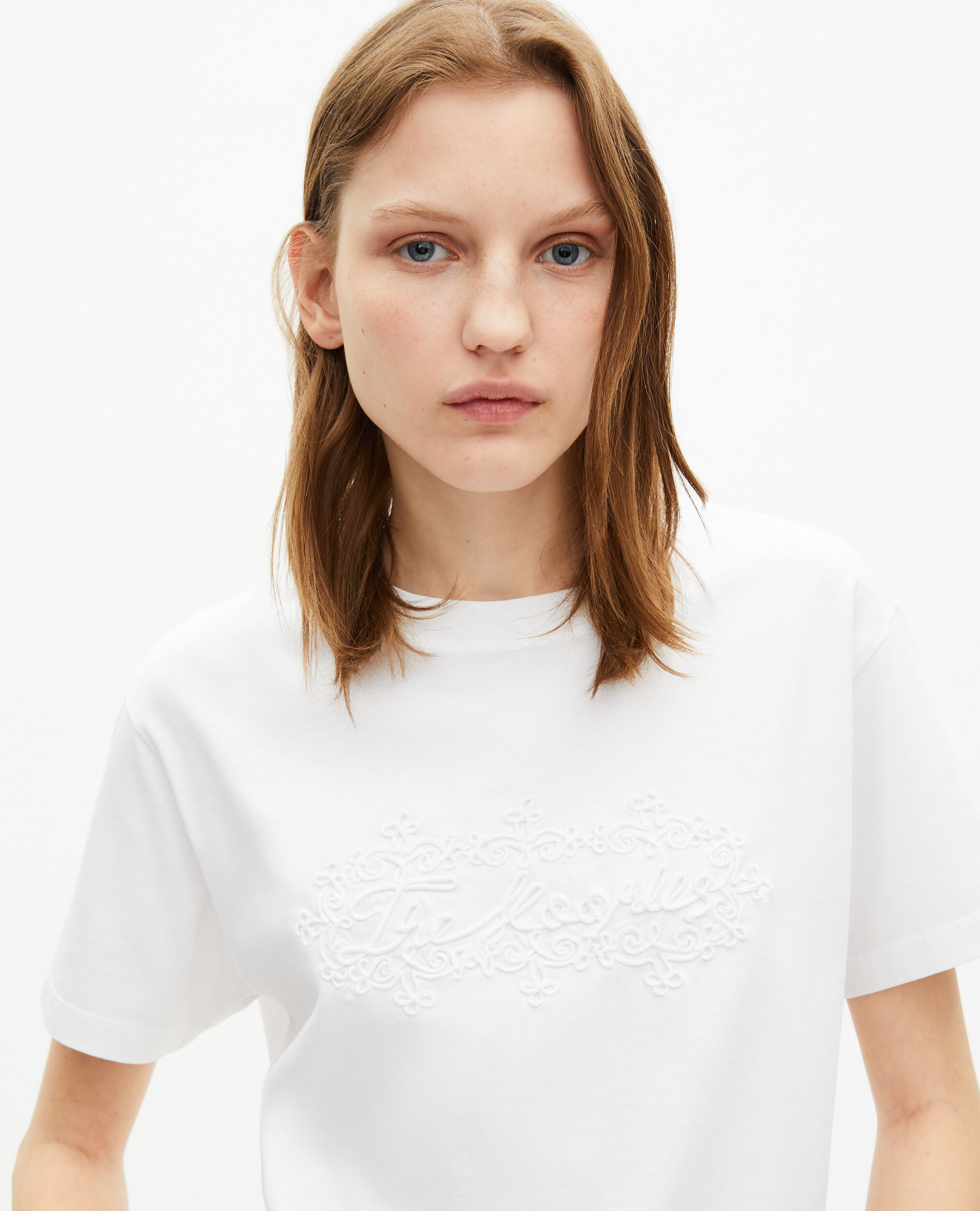 T-shirt avec broderie logo blanc, WHITE, hi-res image number null